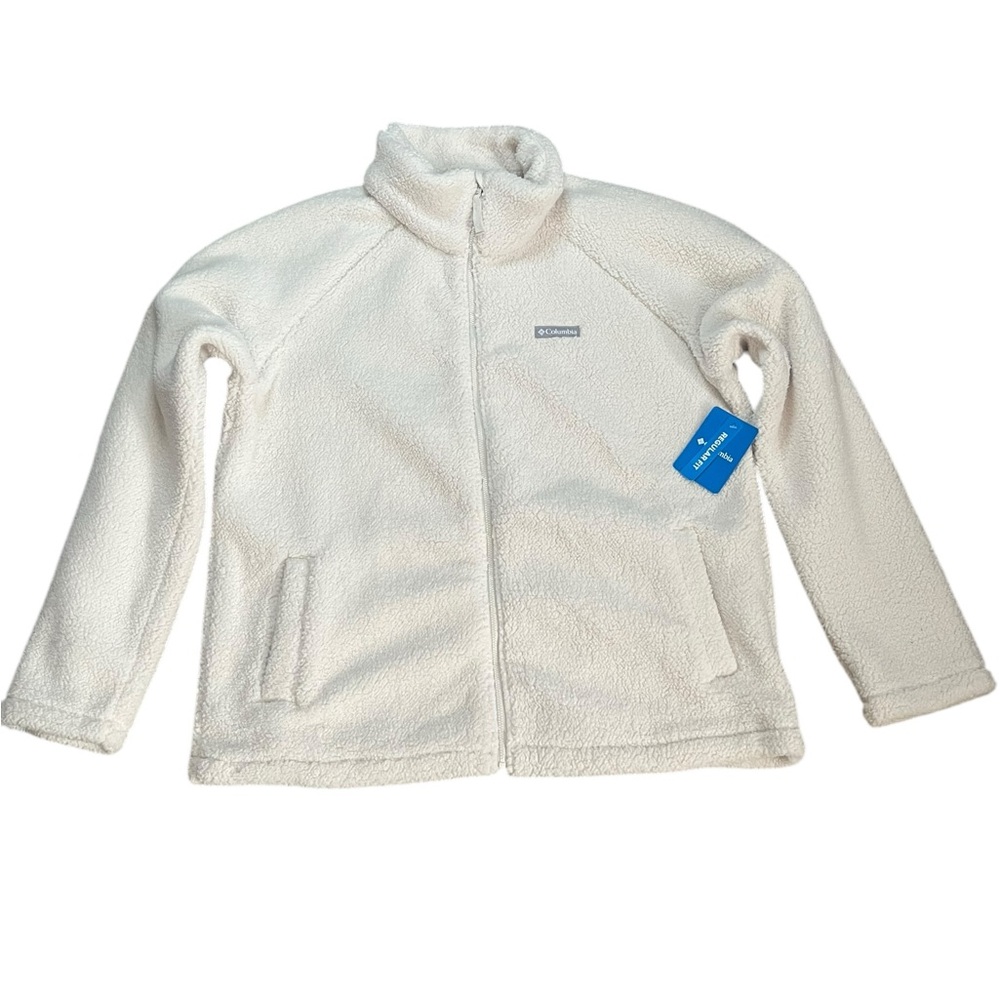 Columbia Big Timber Peak Women's XXL Ivory Sherpa Full Zip Fleece Jacket Pockets